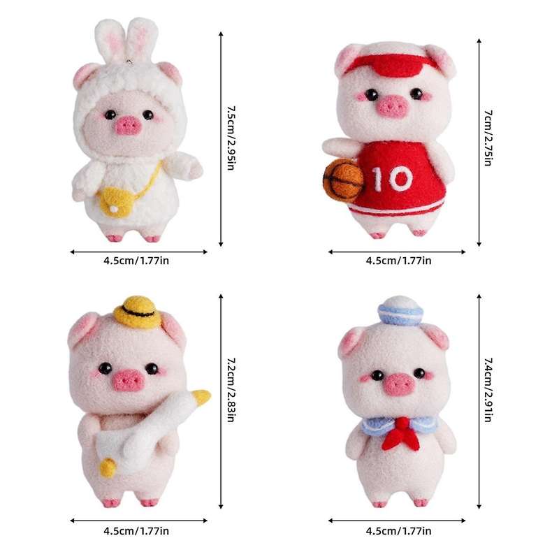 Cute Piggy Doll Needle Felting Kits for Beginner,needle Felting Kit,felt Needles,foam Pad,felt Cloth