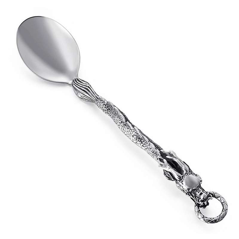 Cutlery Chinese Zodiac Dragon Western-Style Spoon Trend Punk Wind Stainless Steel Portable Tableware