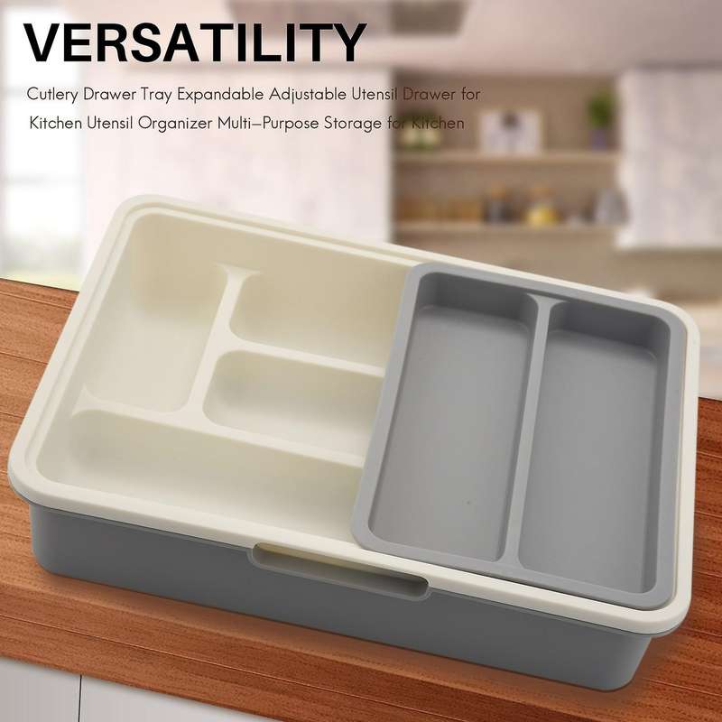 Cutlery Drawer Tray Expandable Adjustable Utensil Drawer for Kitchen Utensil Organizer Multi- Stora