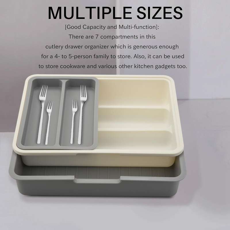 Cutlery Drawer Tray Expandable Adjustable Utensil Drawer for Kitchen Utensil Organizer Multi- Stora