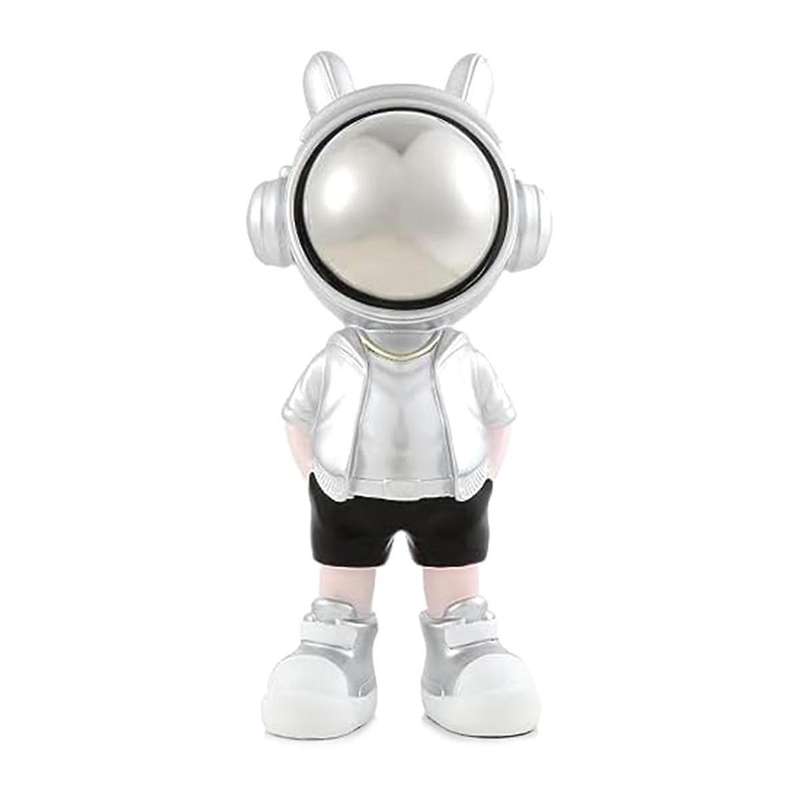 Cute Silver Astronaut Decor Cool Astronauts In Modern Suits, Hands In Pockets Spaceman Sculptures Ho
