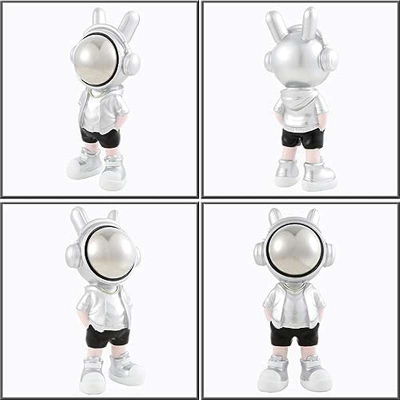 Cute Silver Astronaut Decor Cool Astronauts In Modern Suits, Hands In Pockets Spaceman Sculptures Ho