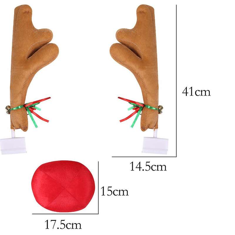 Cute Vehicle Nose Horn Costume Set and Red Nose Christmas Supplies Rudolf Reindeer Christmas Car De