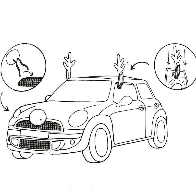 Cute Vehicle Nose Horn Costume Set and Red Nose Christmas Supplies Rudolf Reindeer Christmas Car De