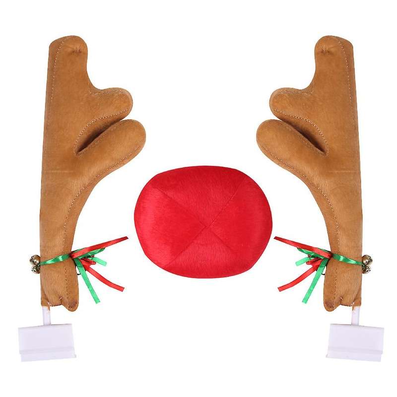 Cute Vehicle Nose Horn Costume Set and Red Nose Christmas Supplies Rudolf Reindeer Christmas Car De