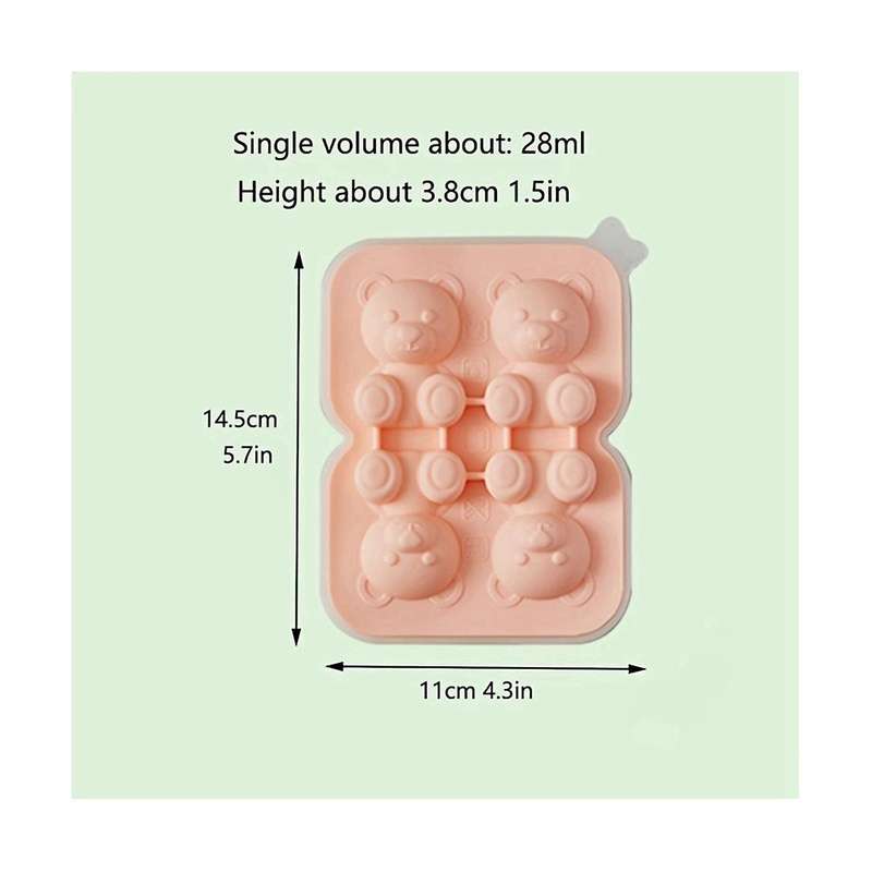 Cute Teddy Bear Ice-cube Making Mold Splashproof for Freezer with Container