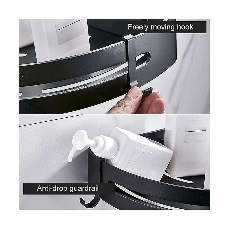 Cutting Board Organizer Triangle Towel Shower Storage Rack Black Corner Shelves Aluminum Shampoo Ho