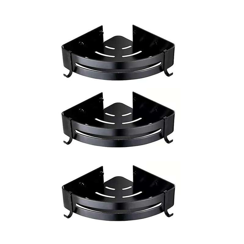 Cutting Board Organizer Triangle Towel Shower Storage Rack Black Corner Shelves Aluminum Shampoo Ho