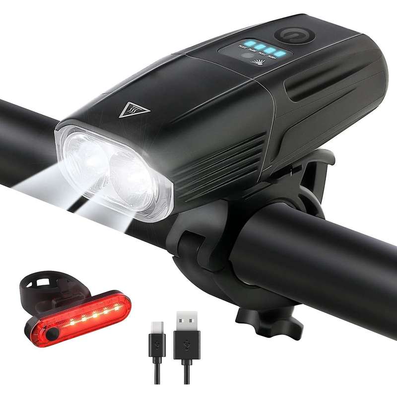 Cycling Bicycle Bike Light Set Ultra-Bright Waterproof Rechargeable Headlight with and Tail Light