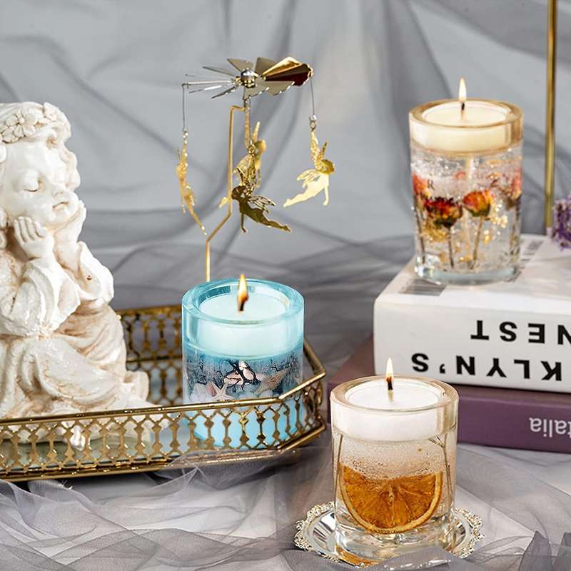 Cylinder Crystal Candle Holder ,Candle Resin Silicone for Casting,DIY Soap Making,Home Decoration
