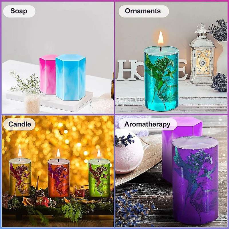 Cylinder Hexagon Candle Pillar Candle Silicone Silicone Casting with 5 Candle Wicks for Candle Makin