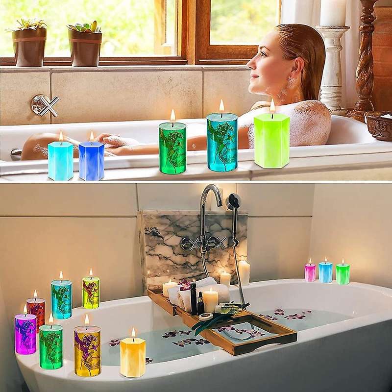 Cylinder Hexagon Candle Pillar Candle Silicone Silicone Casting with 5 Candle Wicks for Candle Makin