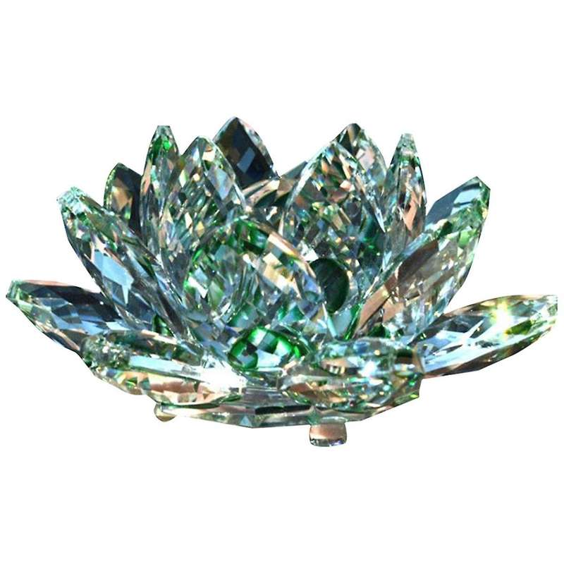 D Crystal Lotus Flower Figurine Valentine Wedding Decor Glass Craft Collection Paperweight Table Orn