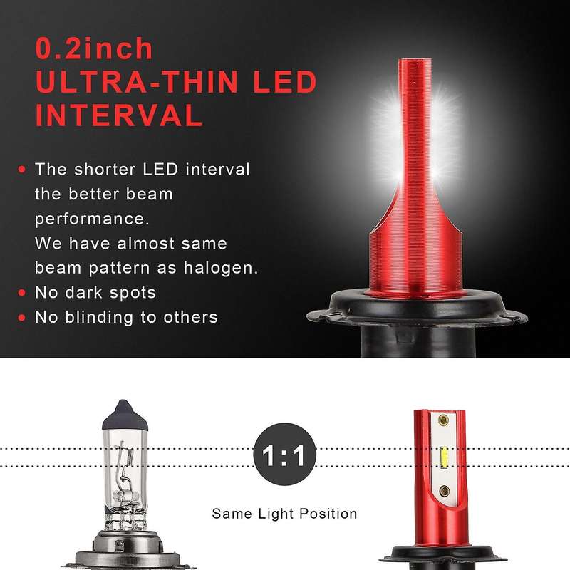 D11 Series LED Bulbs with 6PCS CSP Chips H7 Led Bulbs Car Lights 6500K Fog Light Hi Low Led Automoti