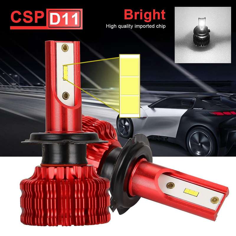 D11 Series LED Bulbs with 6PCS CSP Chips H7 Led Bulbs Car Lights 6500K Fog Light Hi Low Led Automoti
