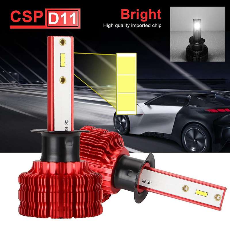 D11 Series LED Bulbs with 6PCS CSP Chips H1 Led Bulbs Car Lights 6500K Fog Light Hi Low Led Automoti