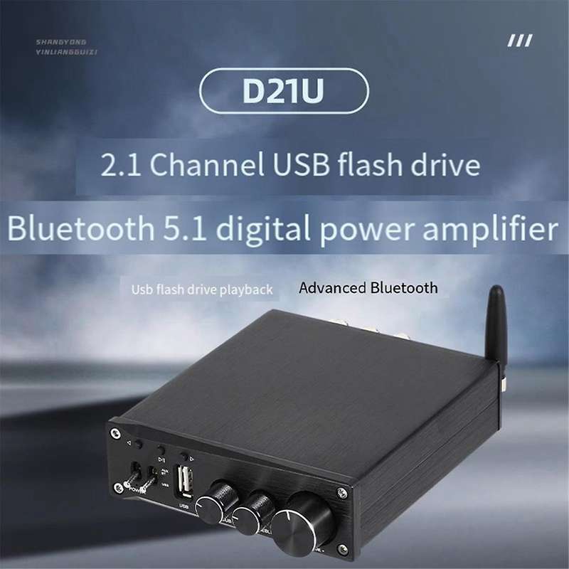 D21U TPA3116 Digital HIFI Amplifier 2.1 U Disk Bluetooth 3034 5.1 Digital Amplifier Black