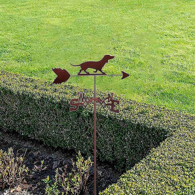Dachshund Weather Vane Stainless Steel Spray Paint Outdoor Rooftop Roof Ornaments