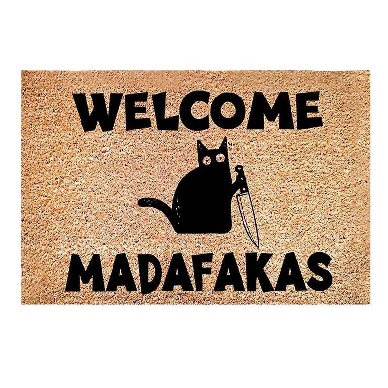 Dark Cat Welcome Madafakas Full Print Doormat Fun Doormat Home Decor Kitchen Bathroom Decor Give Peo