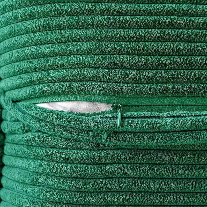 Dark Green Pillow Covers with Splicing Super Soft Boho Striped Pillow Covers Broadside Decorative Te
