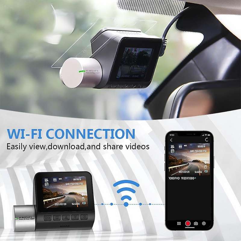Dash Cam 4K 3840X2160P with WiFi GPS Full HD Wide Angle Camera Night Vision Loop Recording