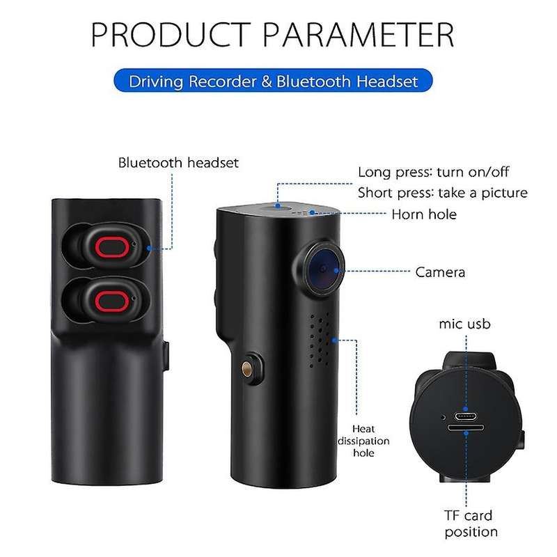 Dash Cam Car DVR Camera 1080P WiFi Dashcam 130 Degree Video Recorder Camcorder with TWS Wireless Cha