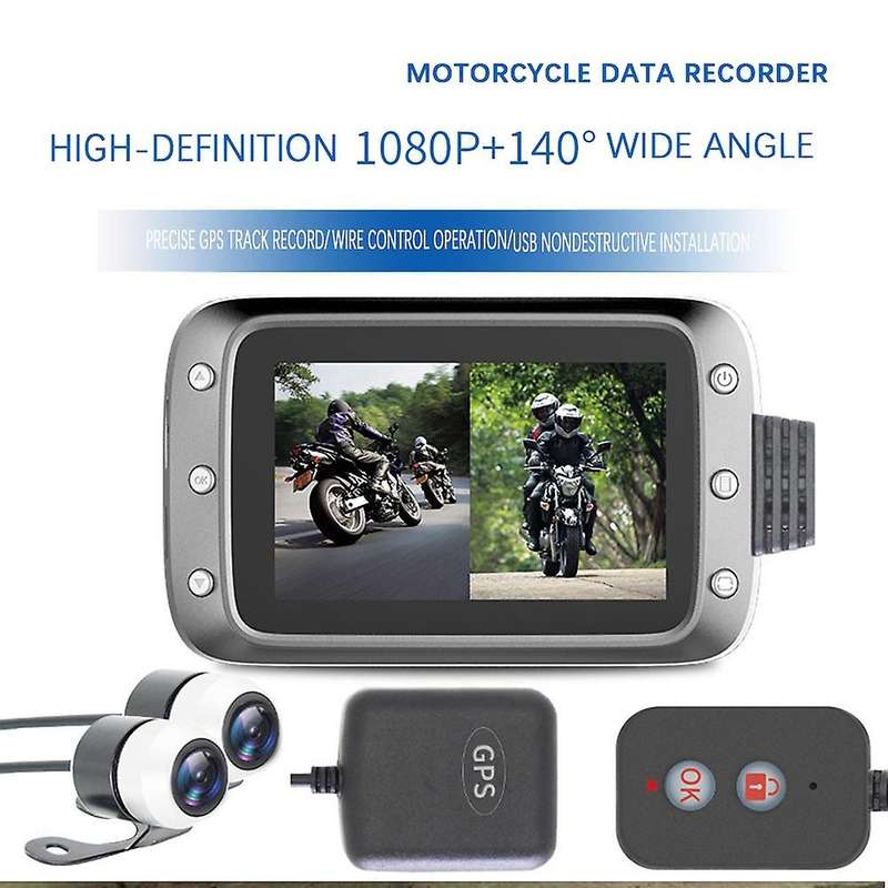Dash Camera Front and Rear Lens Dashcam Full HD 1080p with Motorcycle GPS Driving Recorder DVR for M
