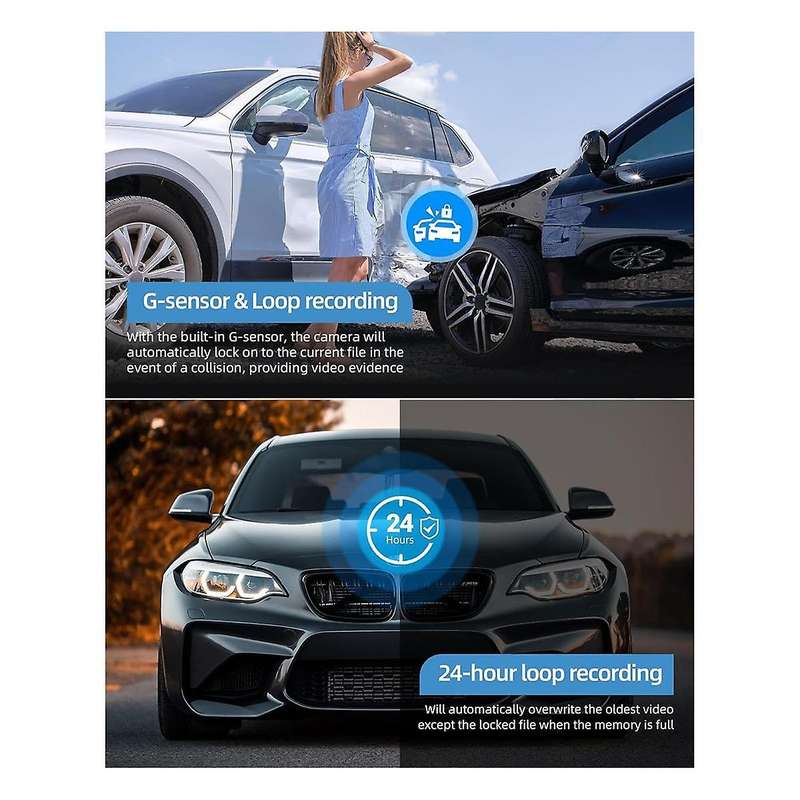 Dash Camera for Cars 1080p Cam Front and Rear Inside,night Vision,loop Recording,g-sensor,motion Det