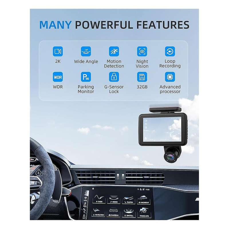 Dash Camera for Cars 1080p Cam Front and Rear Inside,night Vision,loop Recording,g-sensor,motion Det