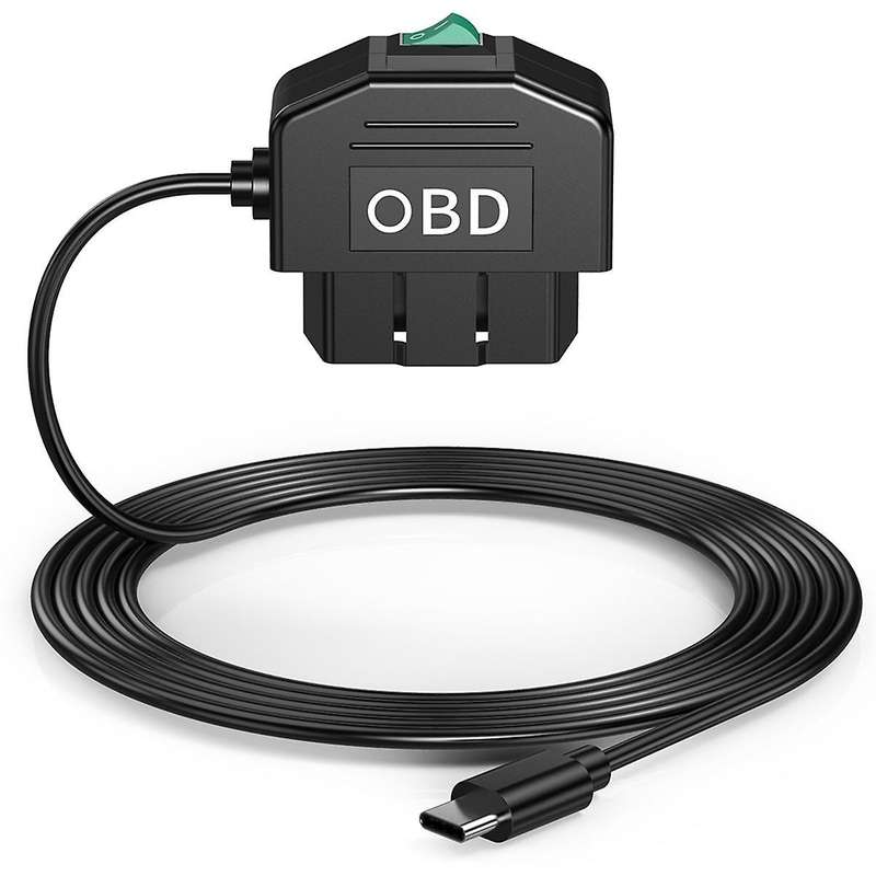 Dash Cam OBD Hardwire Kit, Dash Camera USB Type C Hardwire Kit with OBD Power Cable for Dashcam 12-2