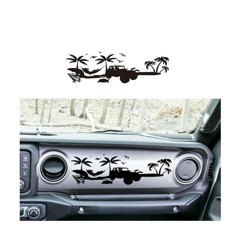 Dashboard Decal Glove Box Beach Scenery Vinyl Sticker Trim for Wrangler JL JT 2018-2023 Accessories