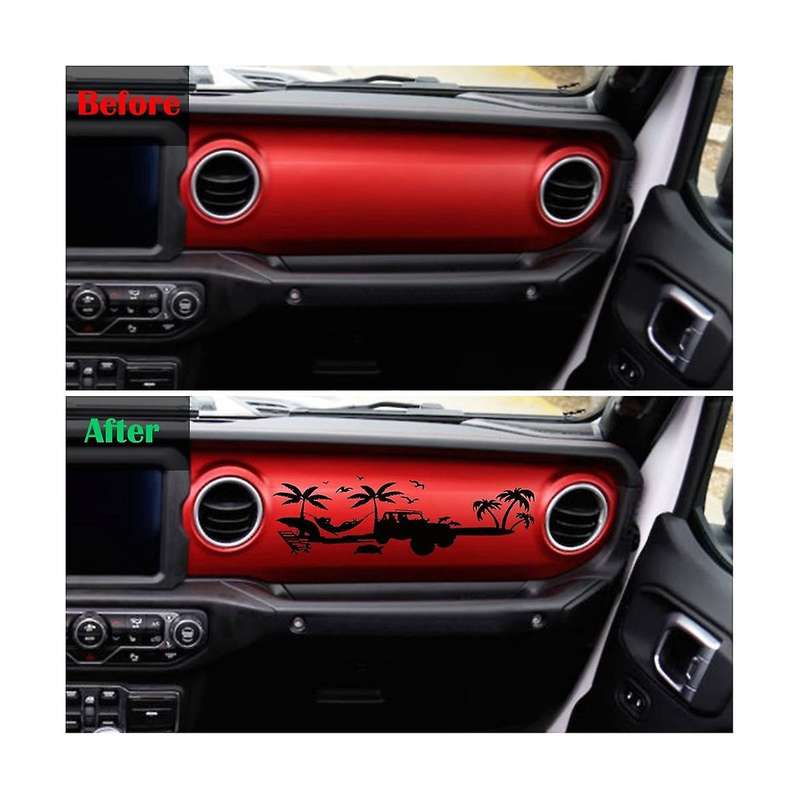 Dashboard Decal Glove Box Beach Scenery Vinyl Sticker Trim for Wrangler JL JT 2018-2023 Accessories