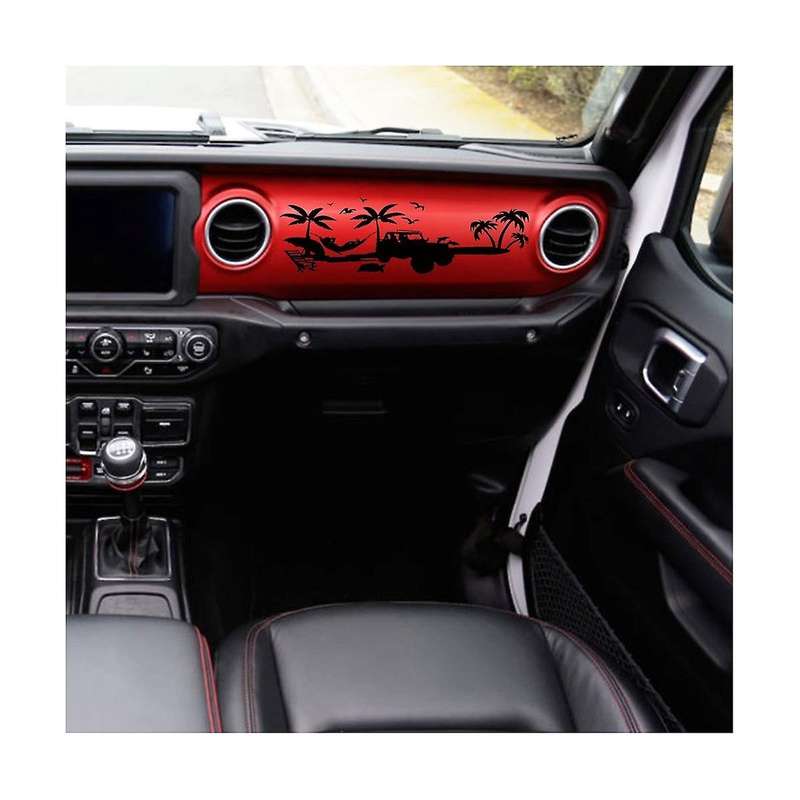 Dashboard Decal Glove Box Beach Scenery Vinyl Sticker Trim for Wrangler JL JT 2018-2023 Accessories