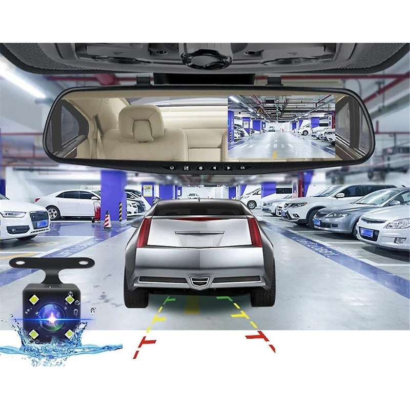 Dashcam White Mirror Dvr 4.3 Inch Dash Camera FHD 1080P Auto Registrar Support Rear View Camera Vide