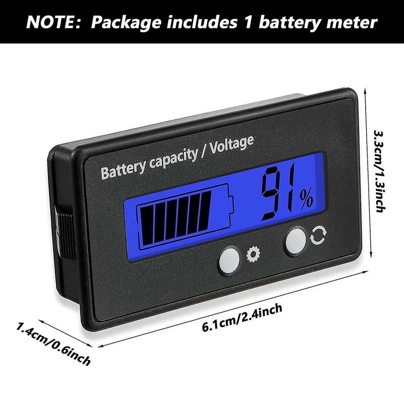 DC 12V - 84V Battery Meter with Alarm, Battery Capacity Voltage Voltmeter Monitor Lead Acid Lithium