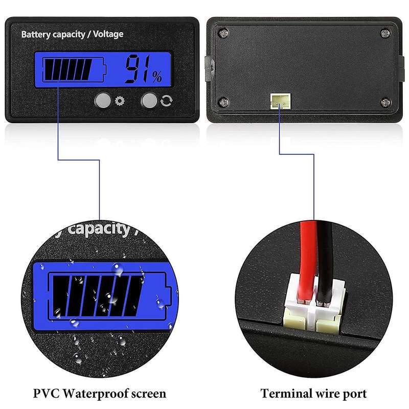 DC 12V - 84V Battery Meter with Alarm, Battery Capacity Voltage Voltmeter Monitor Lead Acid Lithium