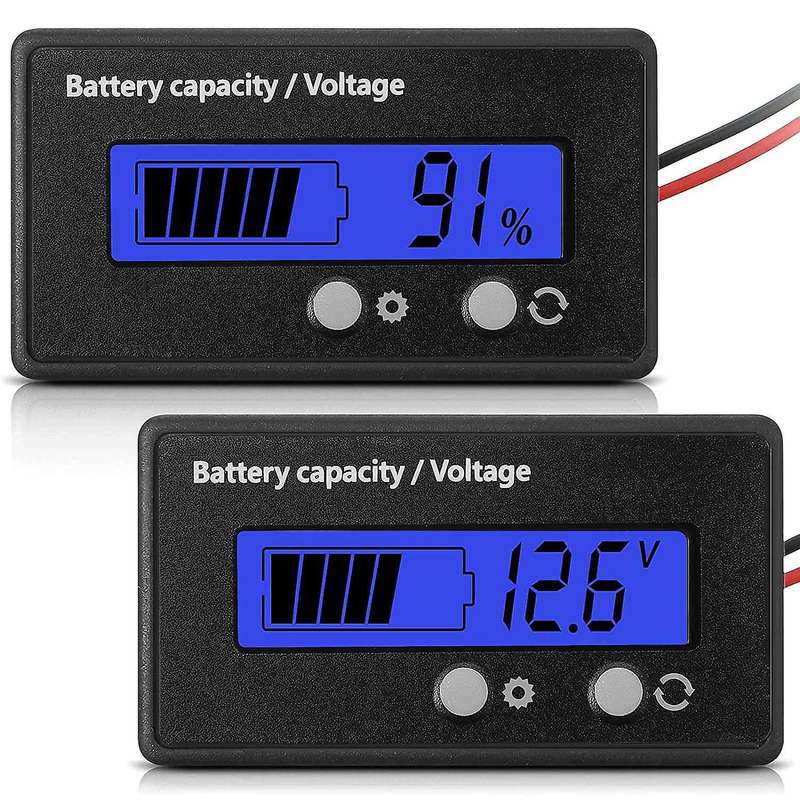 DC 12V - 84V Battery Meter with Alarm, Battery Capacity Voltage Voltmeter Monitor Lead Acid Lithium