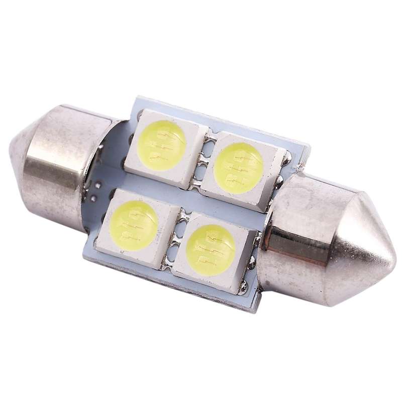 Dc 12v 30mm 4 5050 Smd Car Interior Dome Festoon Led Light White 2 Pcs