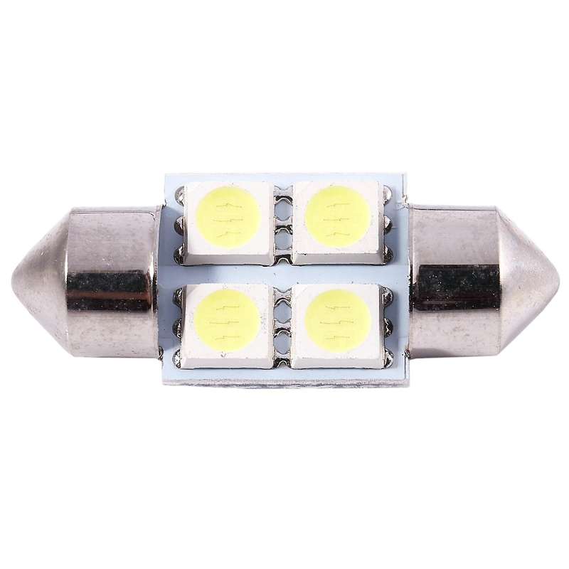 Dc 12v 30mm 4 5050 Smd Car Interior Dome Festoon Led Light White 2 Pcs