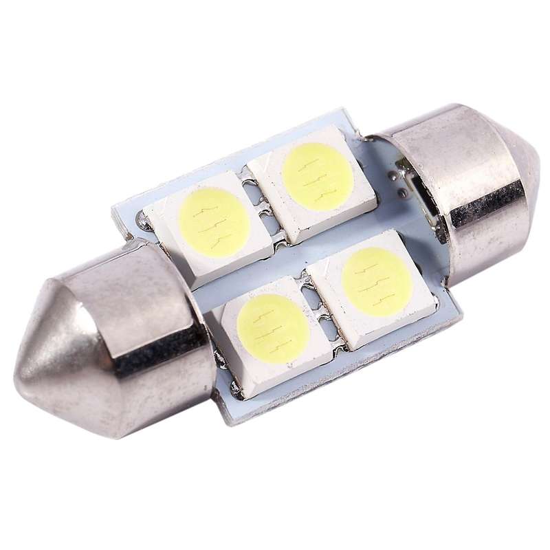 Dc 12v 30mm 4 5050 Smd Car Interior Dome Festoon Led Light White 2 Pcs