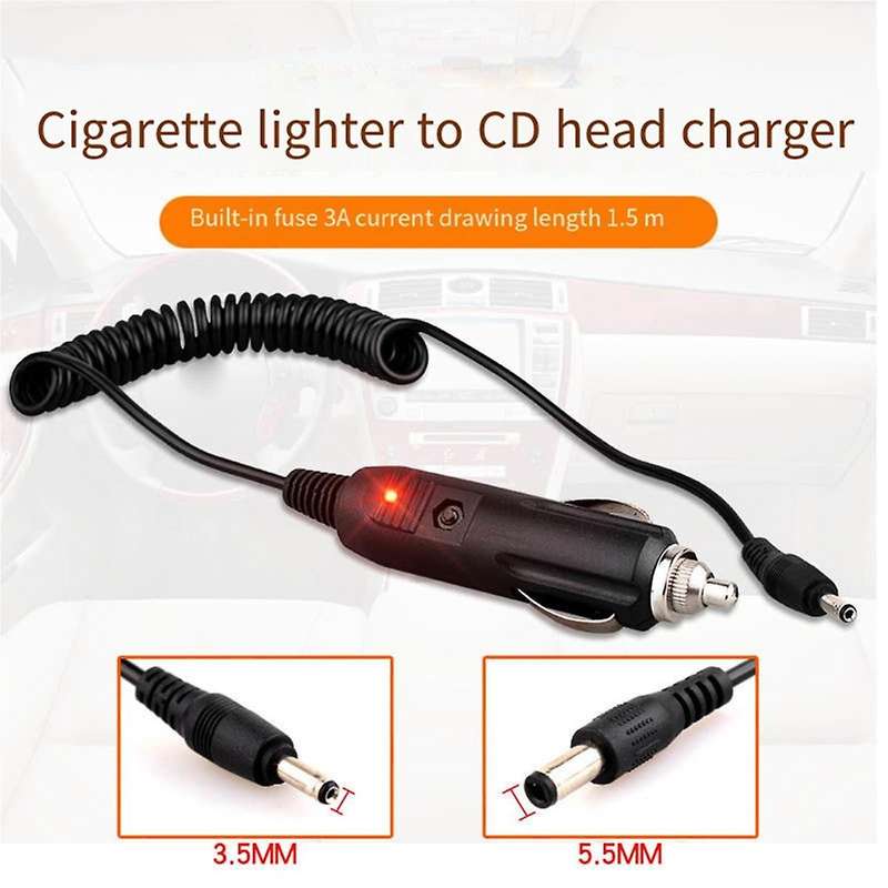 DC 12V Car Charger Power Cable Universal 5.5X2.1Mm for Car Lighter Built-in 3A Fuse with Indicator L