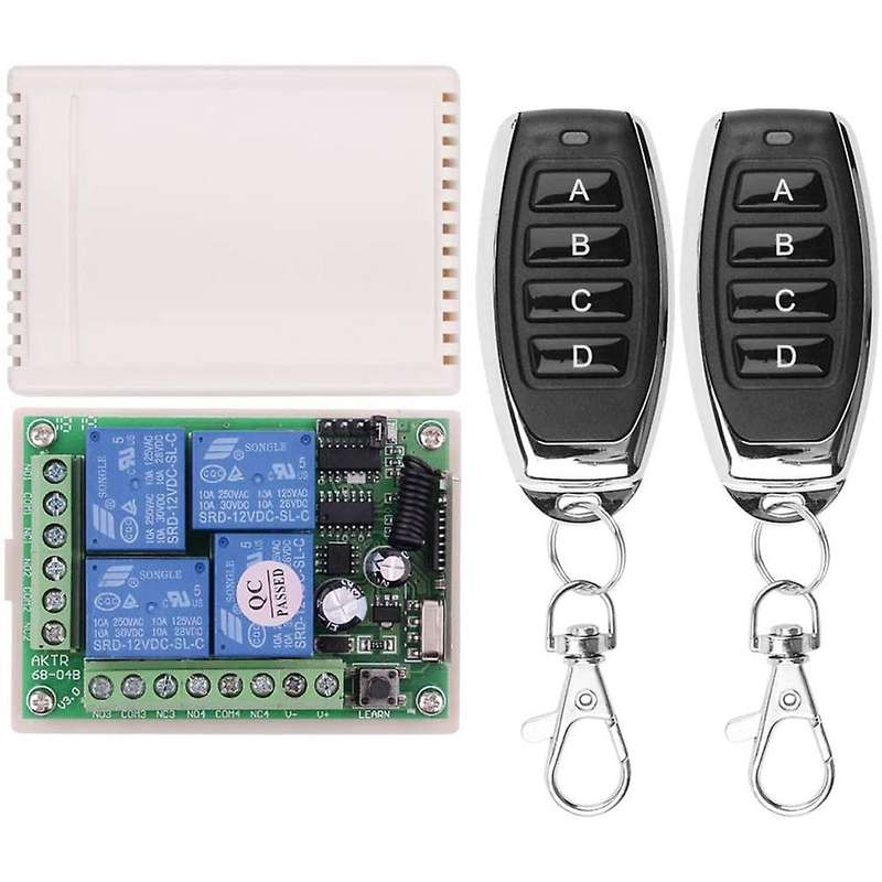 DC 12V Wireless Remote Relay Switch 4 Channel 433Mhz Wireless Transmitter with Remote Receiver, 12V