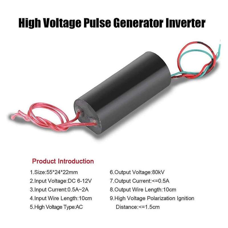 DC6-12V to 80KV YDH-1201 High Voltage Generator Pulse Power Module Generator-Black