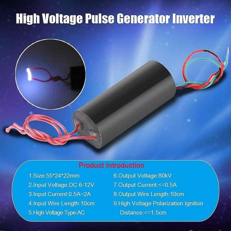 DC6-12V to 80KV YDH-1201 High Voltage Generator Pulse Power Module Generator-Black