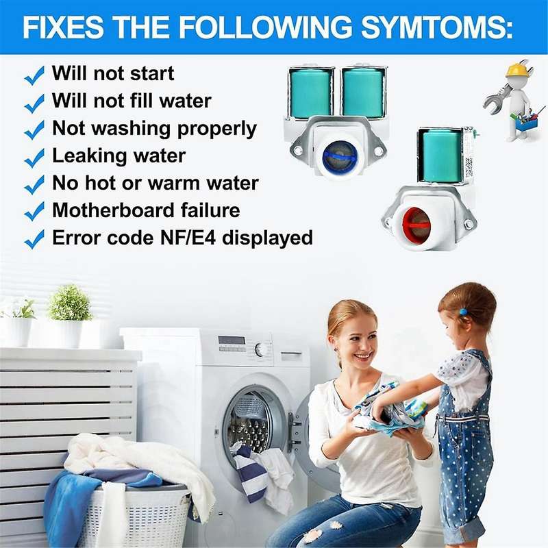 DC62-30312J & DC62-30314K Washer Cold and Hot Side Water Valve Set Replacement for Washer Parts