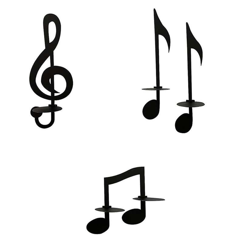 D-candle Holder Wall-mounted, Handmade Metal Musical Note Key Shape,tea Light Display Stand Home Dec