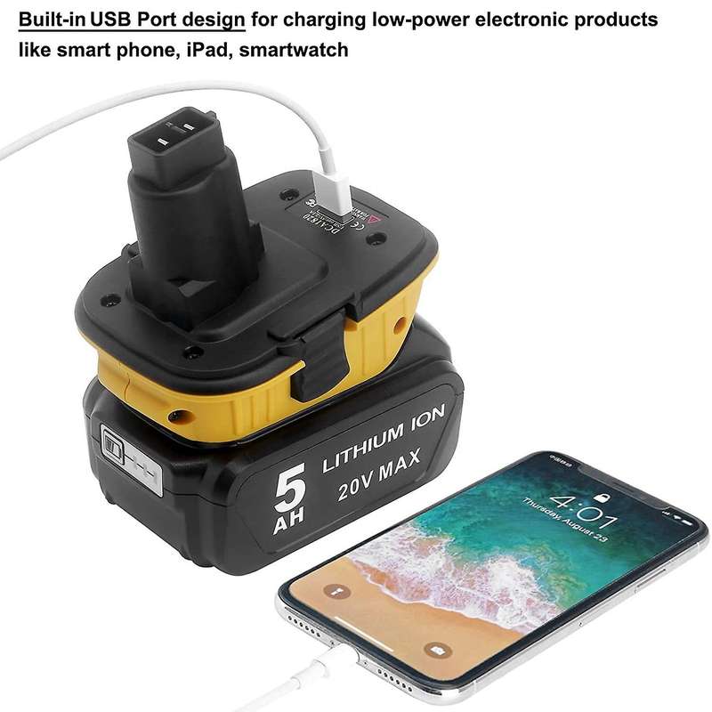 DCA1820 Battery Converter Adapter with USB Port for 18V to 20V DCB206 DCB609