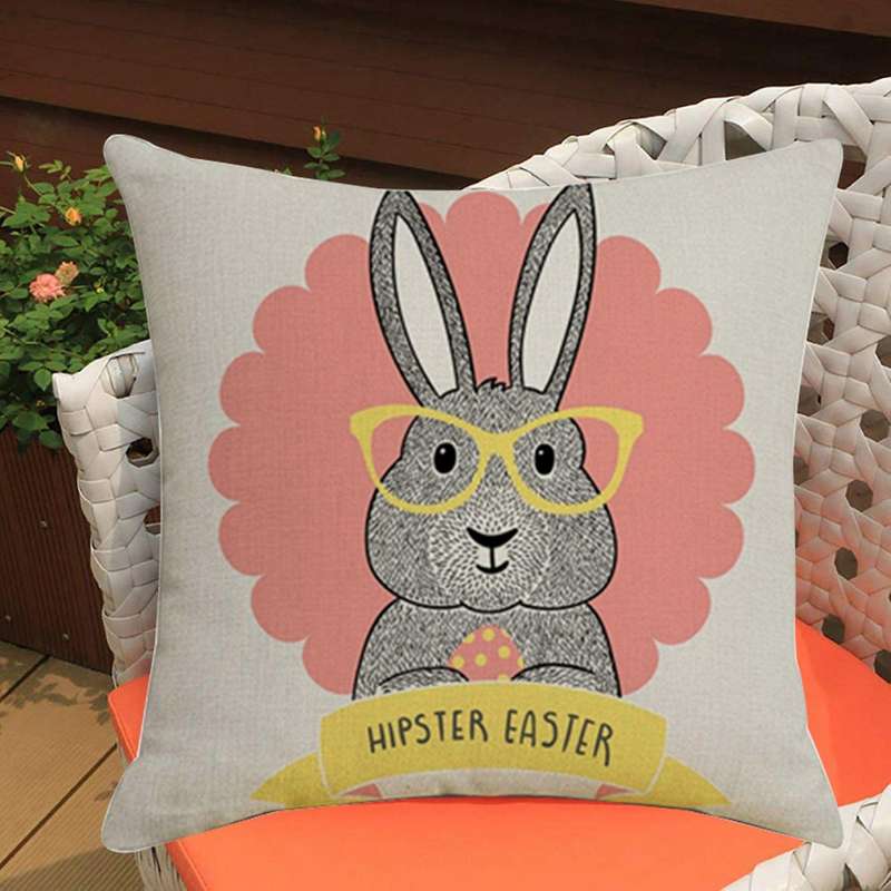 Decor Pillow Covers 18X18Inches Cushion Cover Easter Bunny Throw Pillowcase Decoration Sofa Living R