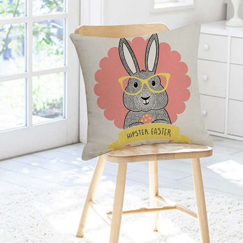 Decor Pillow Covers 18X18Inches Cushion Cover Easter Bunny Throw Pillowcase Decoration Sofa Living R