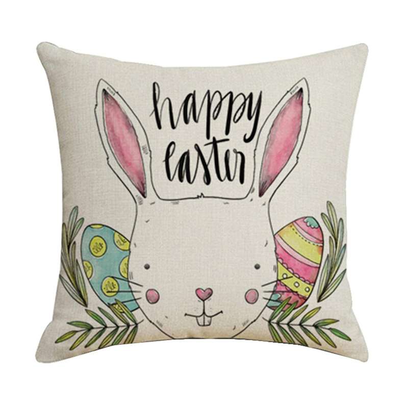 Decor Pillowcase Happy Easter Bunny Sofa Cushion Cover Decoration Home Eggs Easter Linen Pillow Case